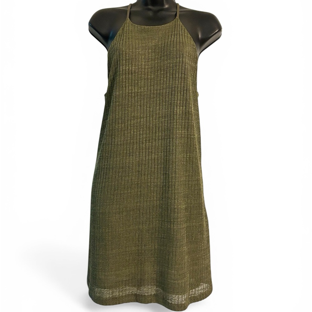 Zara Olive Green Ribbed Knit Dress